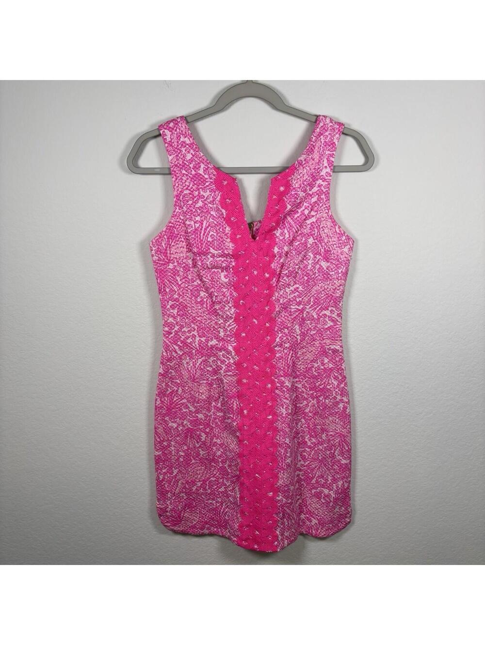 Lilly Pulitzer For Target Sleeveless Shift Dress Size 2 Hot Pink Floral Lace EUC
